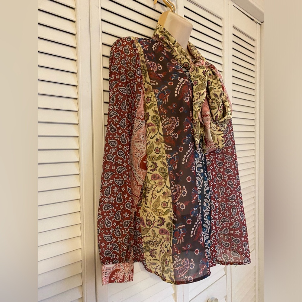 Soft Surroundings Chiffon Sheer Patchwork Blouse … - image 4